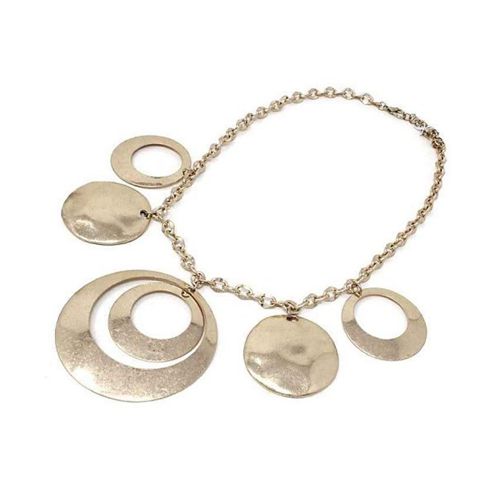 Burnished Goldtone Circles Necklace - NE2404G